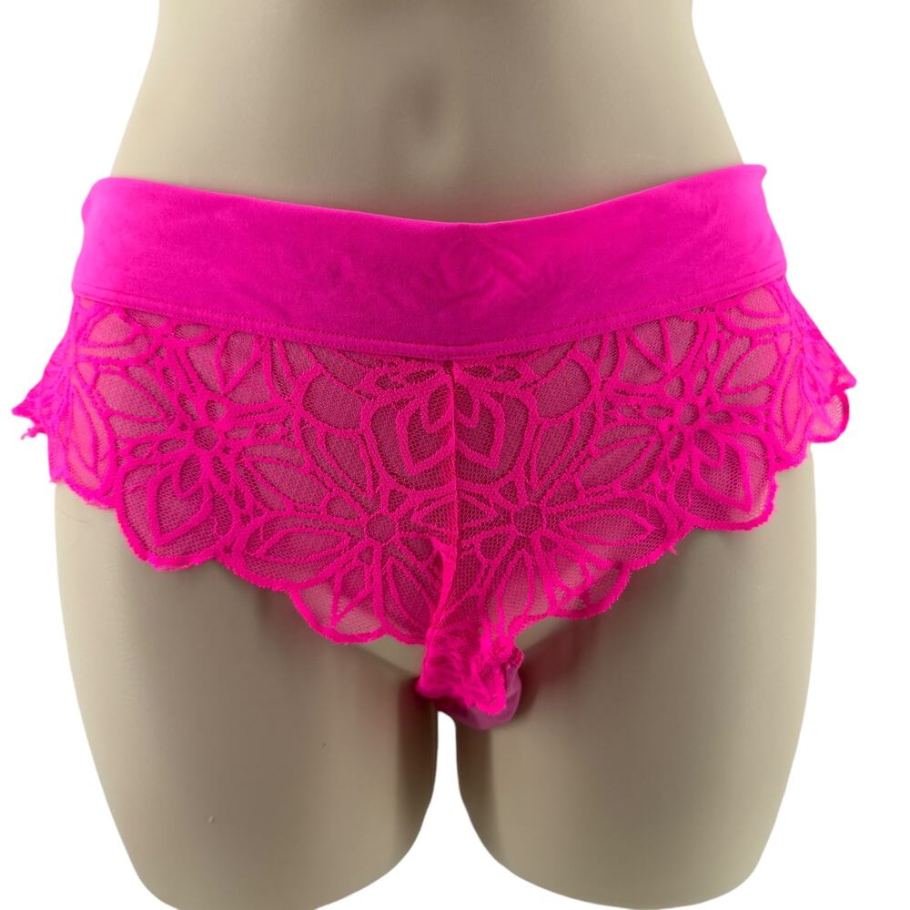 Victoria's Secret PINK Extra Low Cheekster Bright Neon Pink Panty Size Small